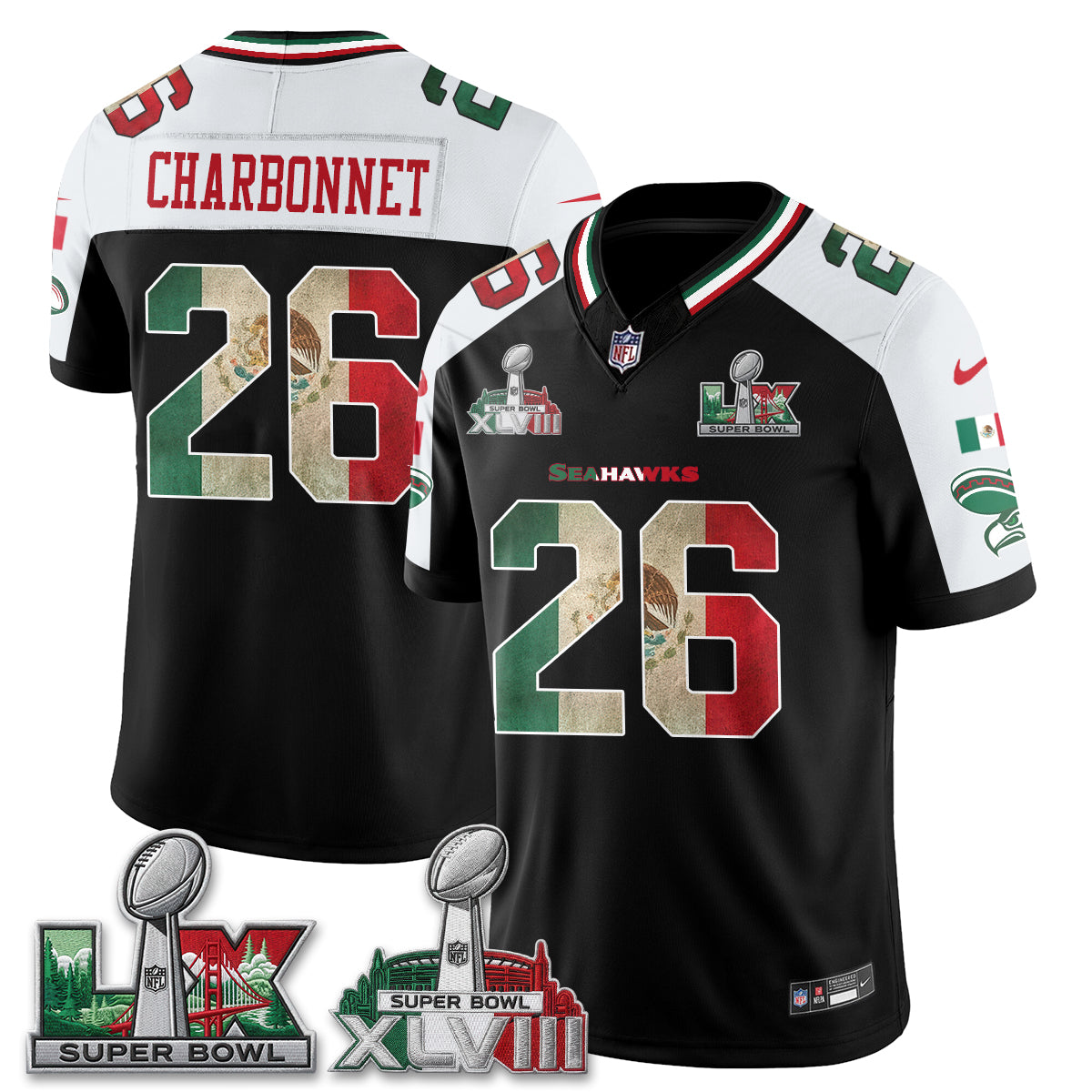 Seattle Seahawks Mexico Edition Vapor Jersey V2- Stitch