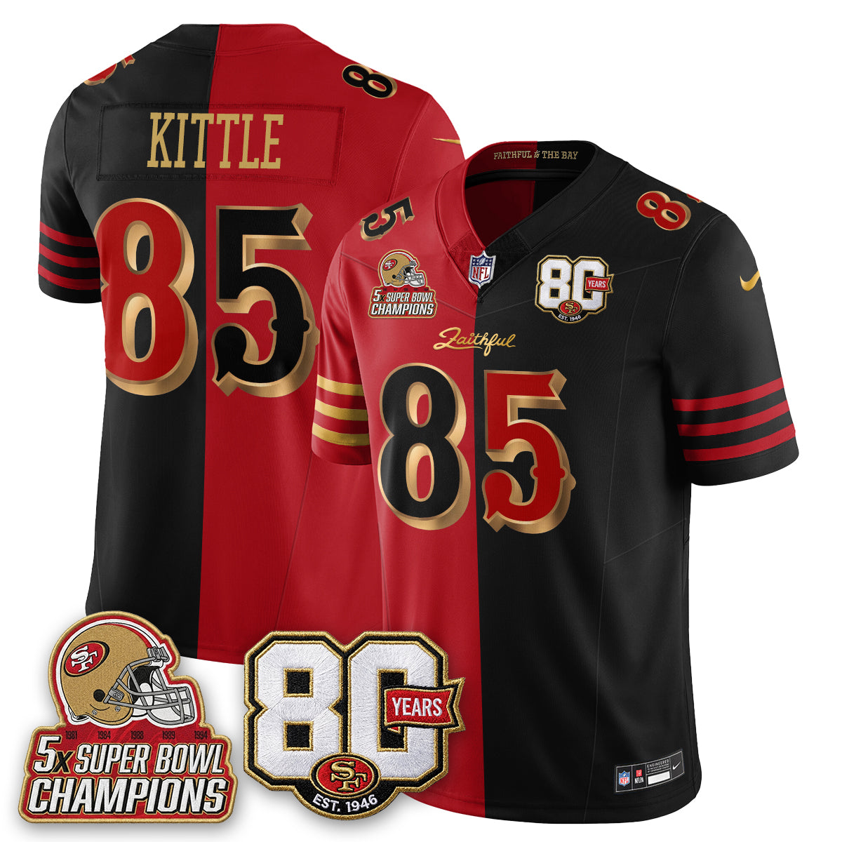 San Francisco 49ers 80 Years & 5X Champs Rivalries Vapor Jersey - Stitched