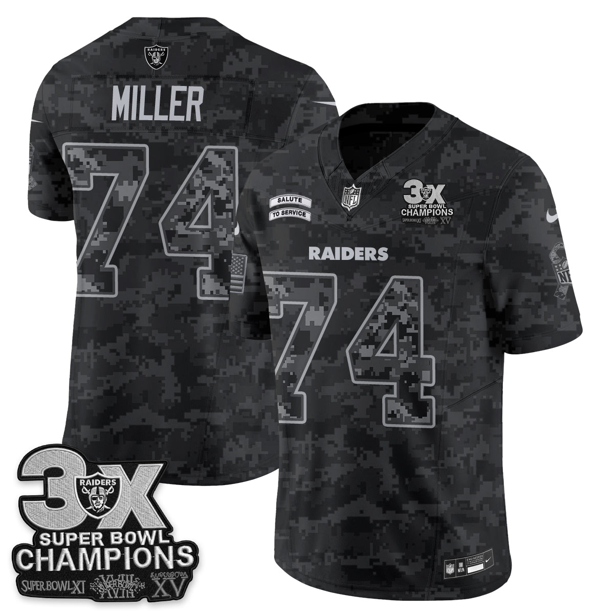 Las Vegas Raiders 2026 Salute to Service V2 Vapor Jersey - Stitched