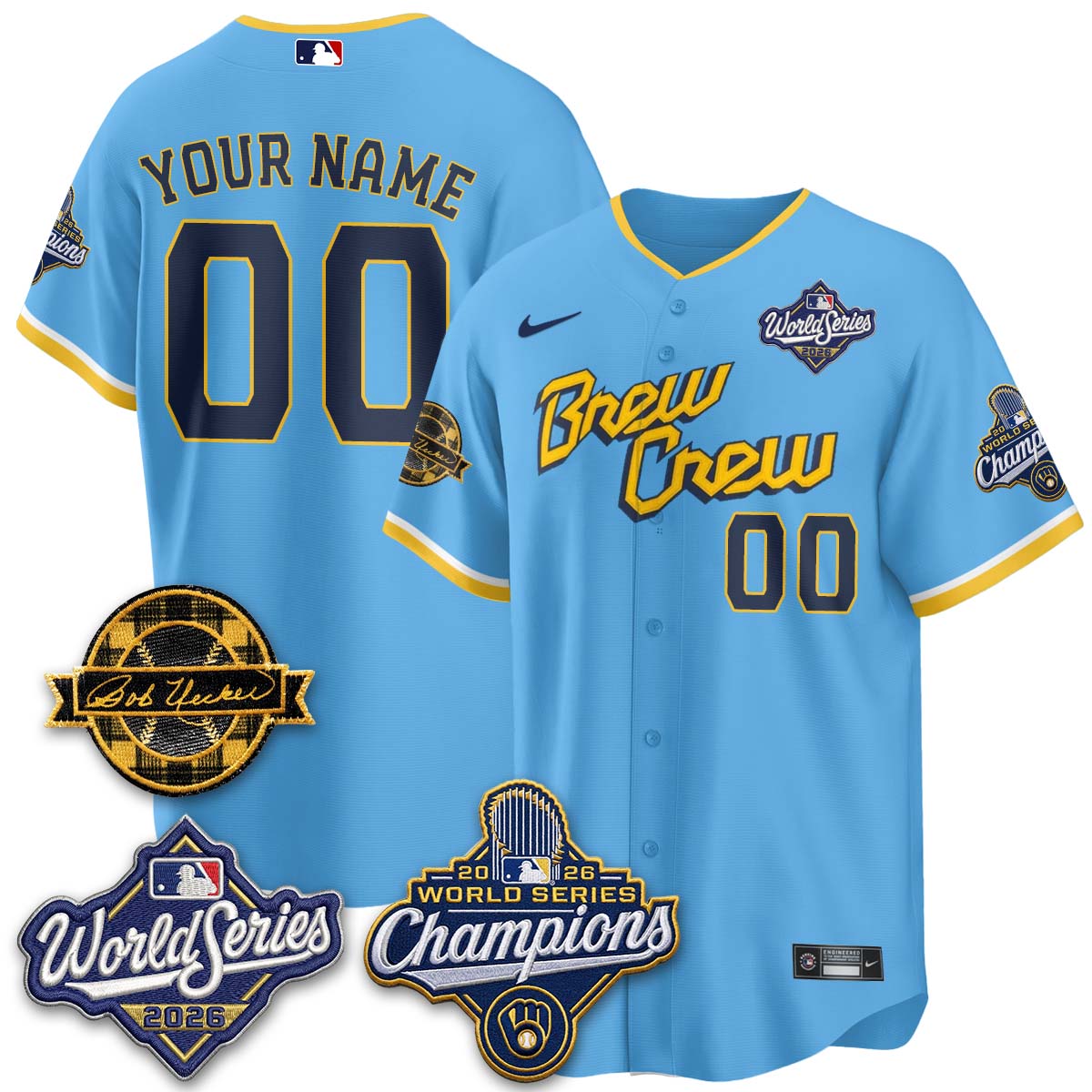 MIL 2026 WS Champions - Bob Uecker Patch Custom Vapor Jersey - Stitched