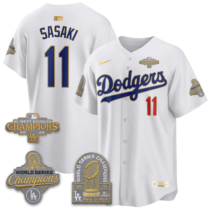 LAD 2026 NL West Champs Gold Vapor Jersey- Stitched