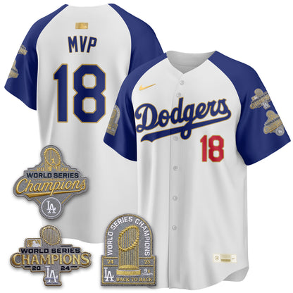 LAD Gold Collection Stadium Vapor Limited Jersey - Back to Back 9x Champs - All Stitched