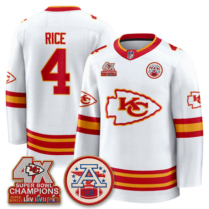 Kansas City Chiefs 4X Champs Edition Hockey Jersey - Stitched