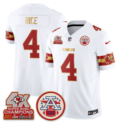 Kansas City Chiefs 4X Champs Gold Edition Vapor Jersey - Stitched