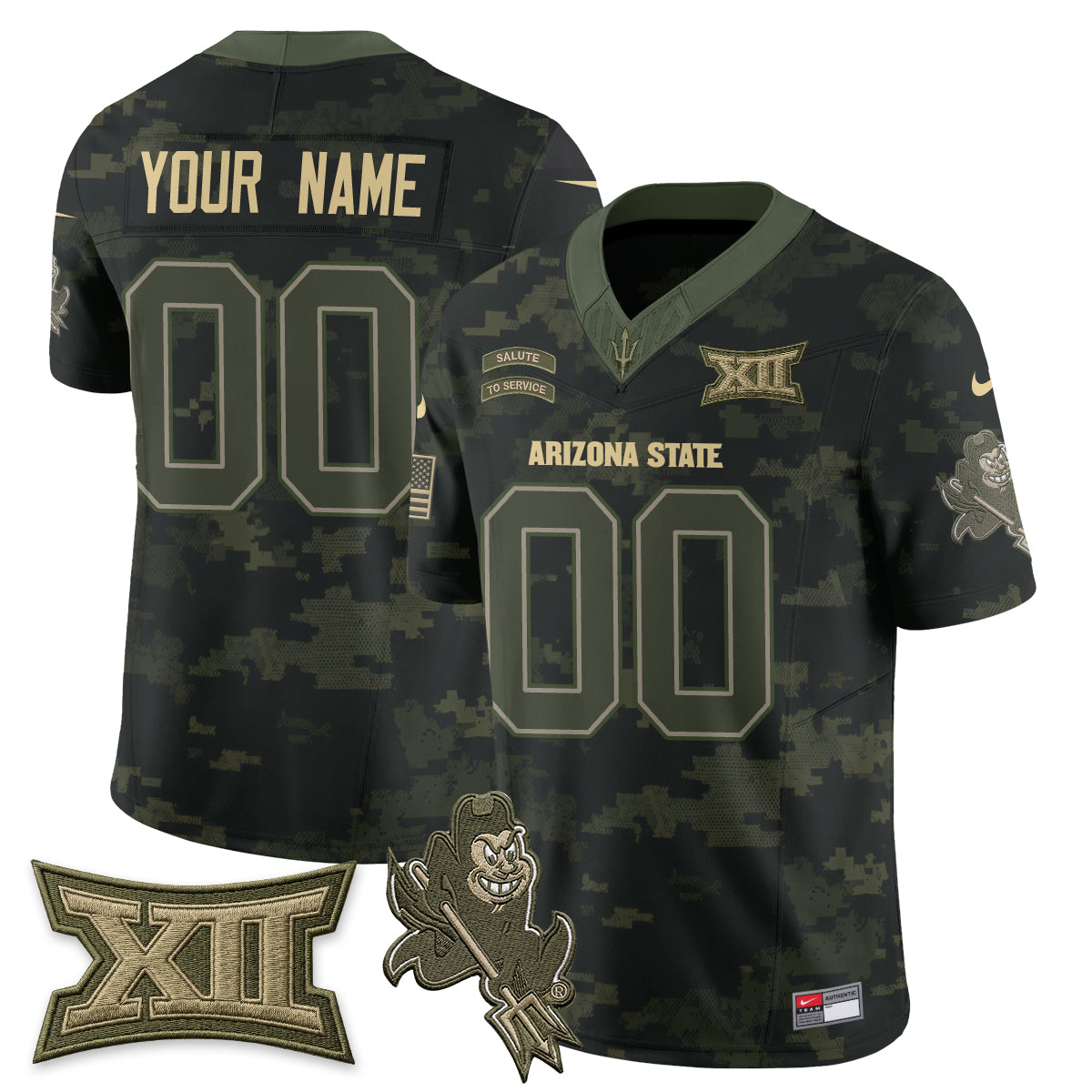Arizona State Sun Devils 2026 Salute to Service Vapor Custom Jersey - Stitched