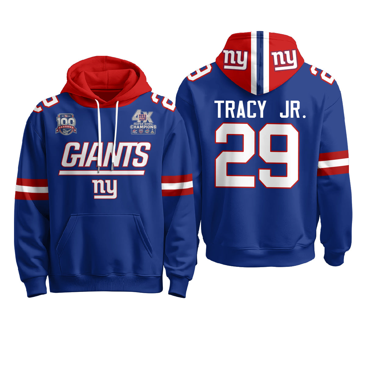 New York Giants 4X Champs S.Bowl Hoodie - Stitched