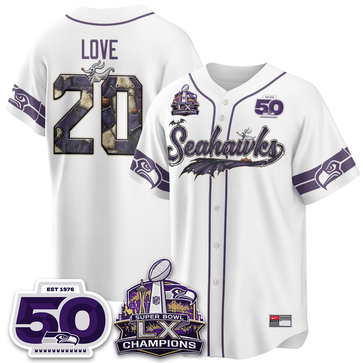Seattle Seahawks 2026 Nightmare Edition Vapor Baseball Jersey - Stitched
