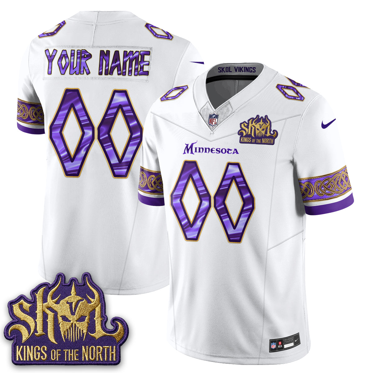 MIN Fangear Edition Warrior Skol Patch Vikings Font Vapor Custom Jersey - Stitched
