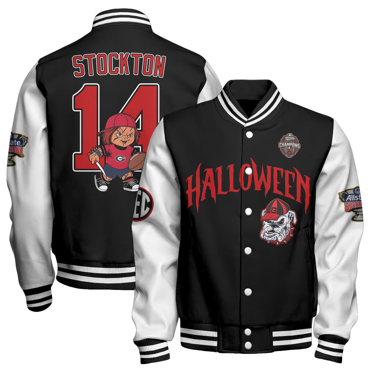 GB x Killer Doll Horror Movie Halloween 2026 Edition Baseball Jacket - Printed