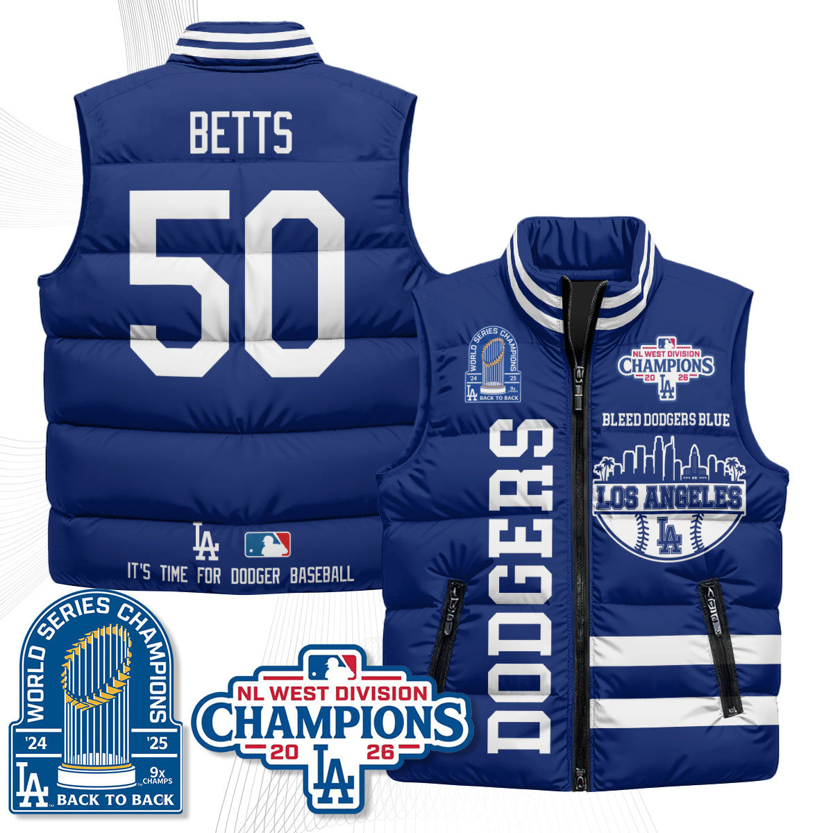 LAD "Bleed Blue" Puffer Vest - Printed