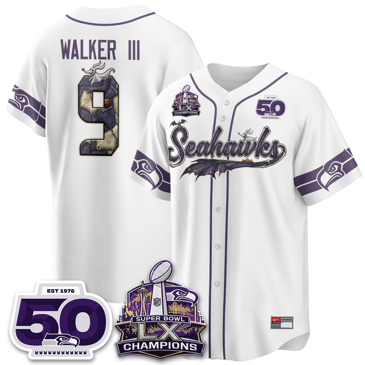 Seattle Seahawks 2026 Nightmare Edition Vapor Baseball Jersey - Stitched