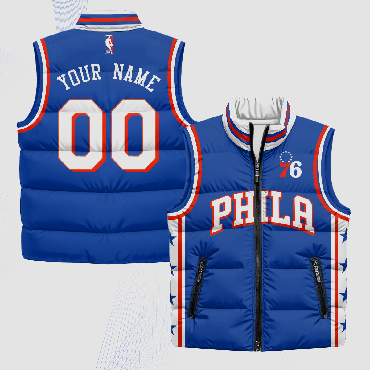 PHI Superteam 24th Season Patch Custom Puffer Vest - Printed