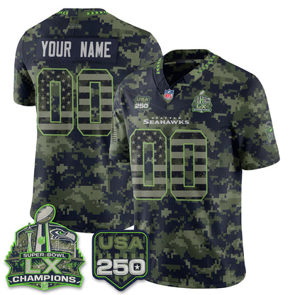 Seattle Seahawks 2026 Salute to Service Edition Vapor Custom Jersey - Stitched