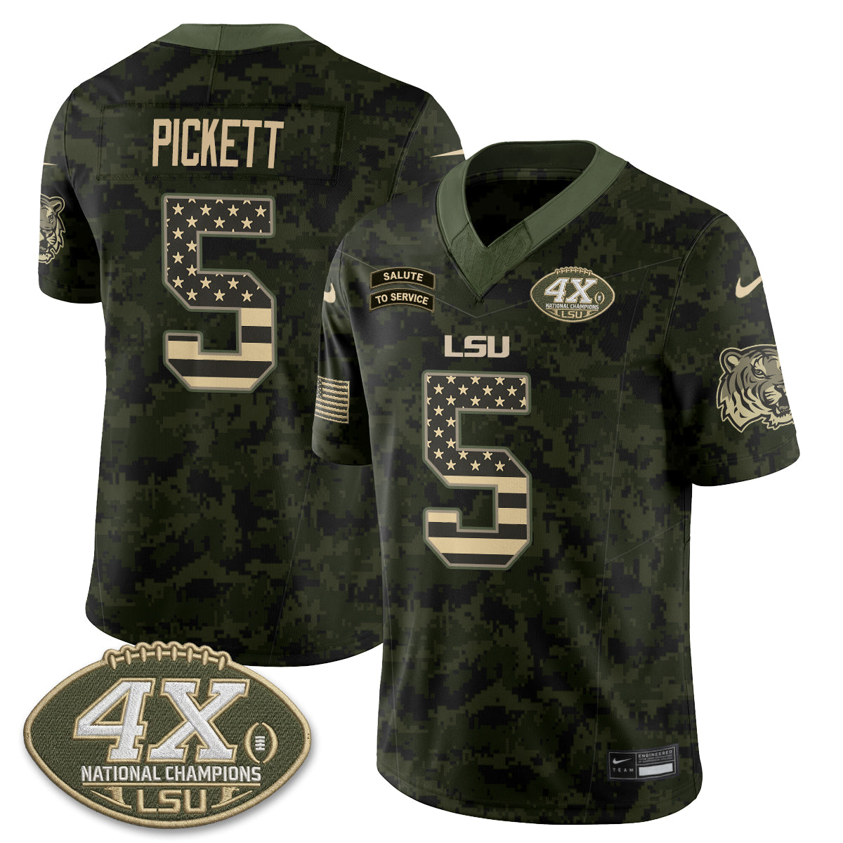 LSU Tigers 2026 Salute to Service Vapor Jersey - Stitched