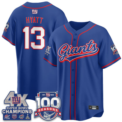 New York Giants 4X Champs & 100 Anniversary Vapor Baseball Jersey - Stitched