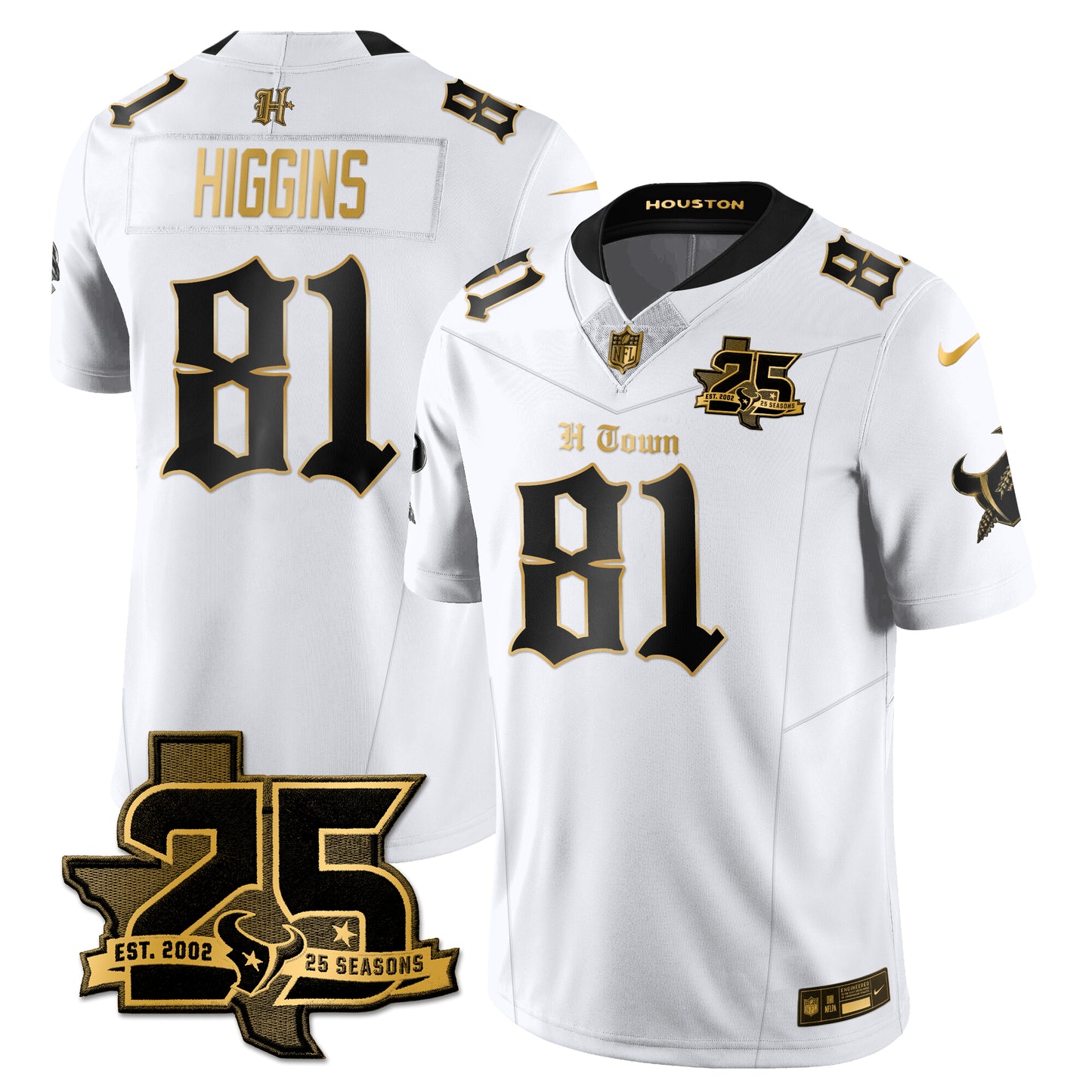 HOU 25th Seasons in 2026 Gothic Vapor Gold Edition Limited Jersey - All Stitched