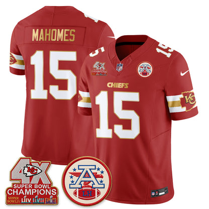 Kansas City Chiefs 4X Champs Gold Edition Vapor Jersey - Stitched