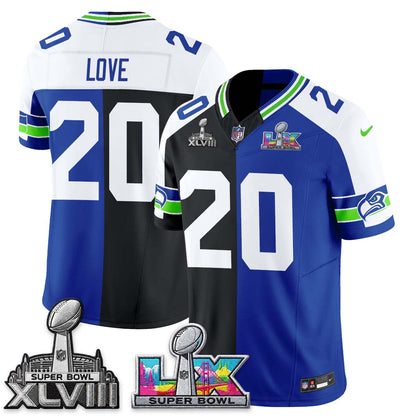 Seattle Seahawks Throwback 2 SB Patches Vapor Jersey - Stitched