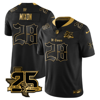 HOU 25th Seasons in 2026 Gothic Vapor Gold Edition Limited Jersey - All Stitched