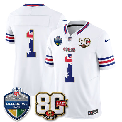 San Francisco 49ers Melbourne Game 2026 Vapor Jersey - Stitched