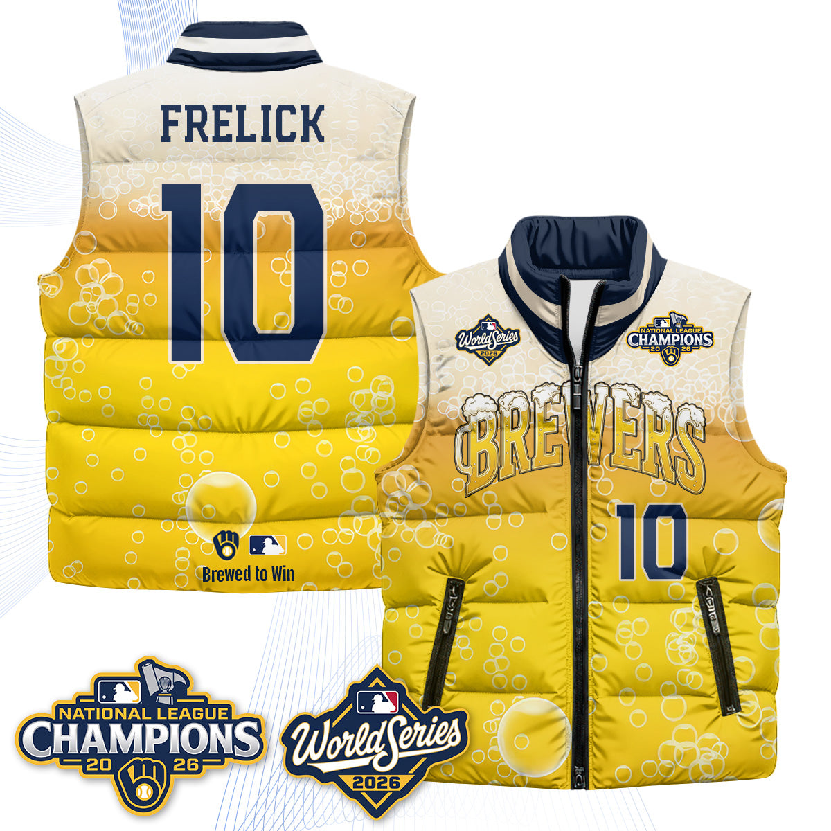 MIL "Pitcher & Pint" 2026 NL Champions Puffer Vest - Printed