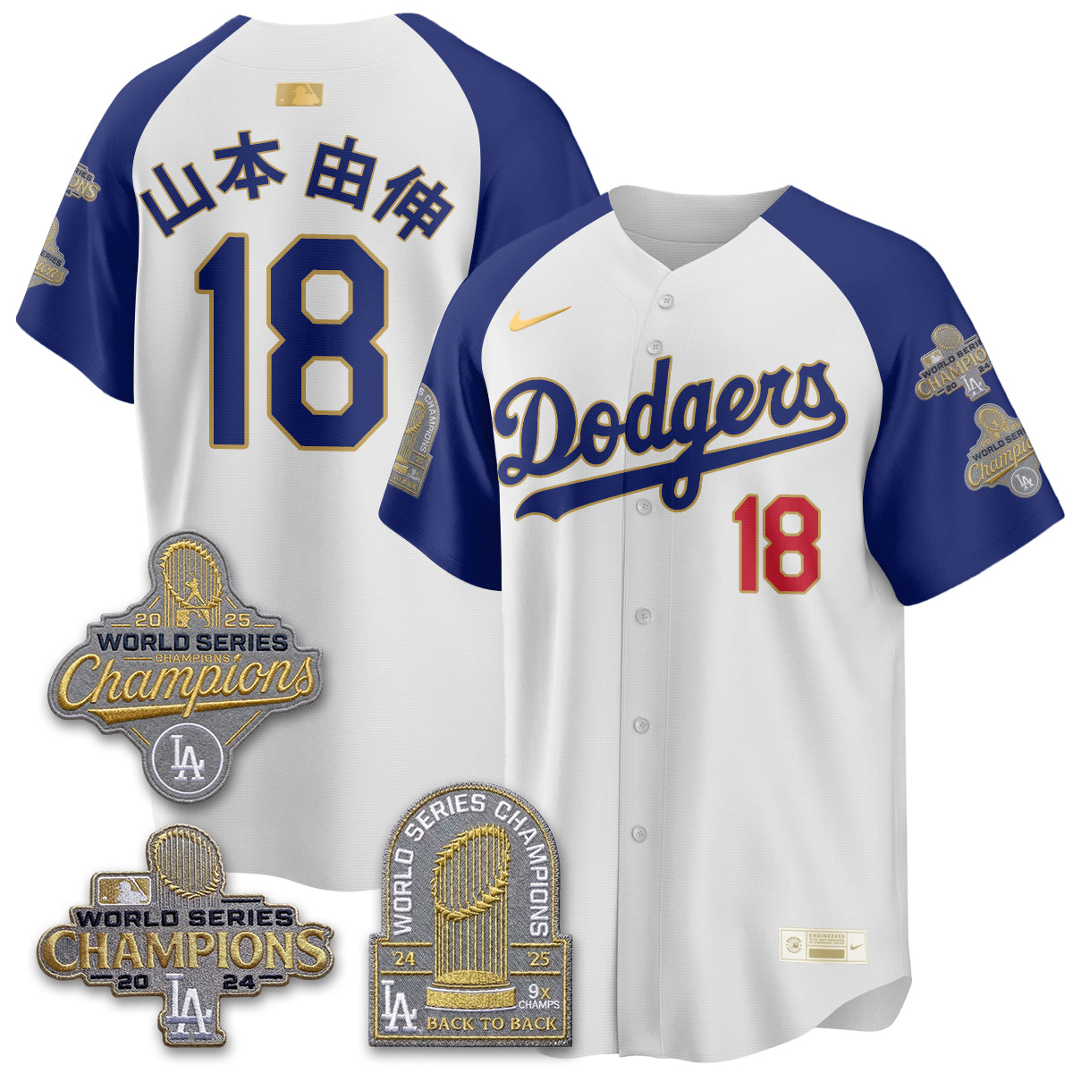 LAD Gold Collection Stadium Vapor Limited Jersey - Back to Back 9x Champs - All Stitched