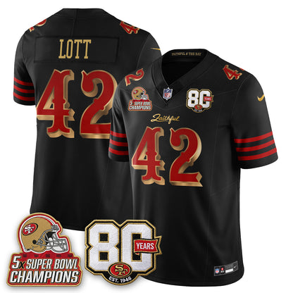 San Francisco 49ers 80 Years & 5X Champs Rivalries Vapor Jersey - Stitched