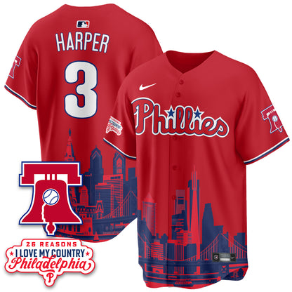 Philadelphia Phillies "26 Reasons I Love My Country" Edition Vapor Jersey - Stitched