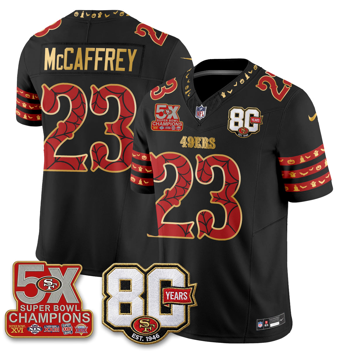 San Francisco 49ers Spooky Edition Vapor Jersey - Stitched