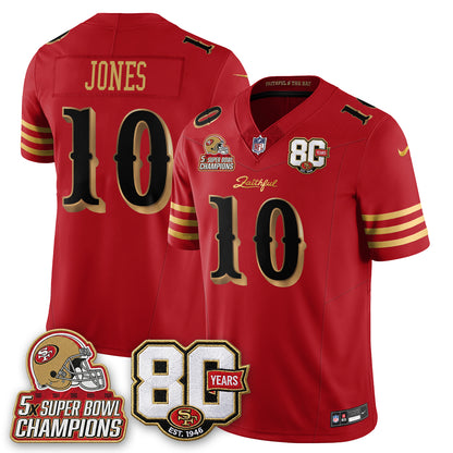 San Francisco 49ers 80 Years & 5X Champs Rivalries Vapor Jersey - Stitched