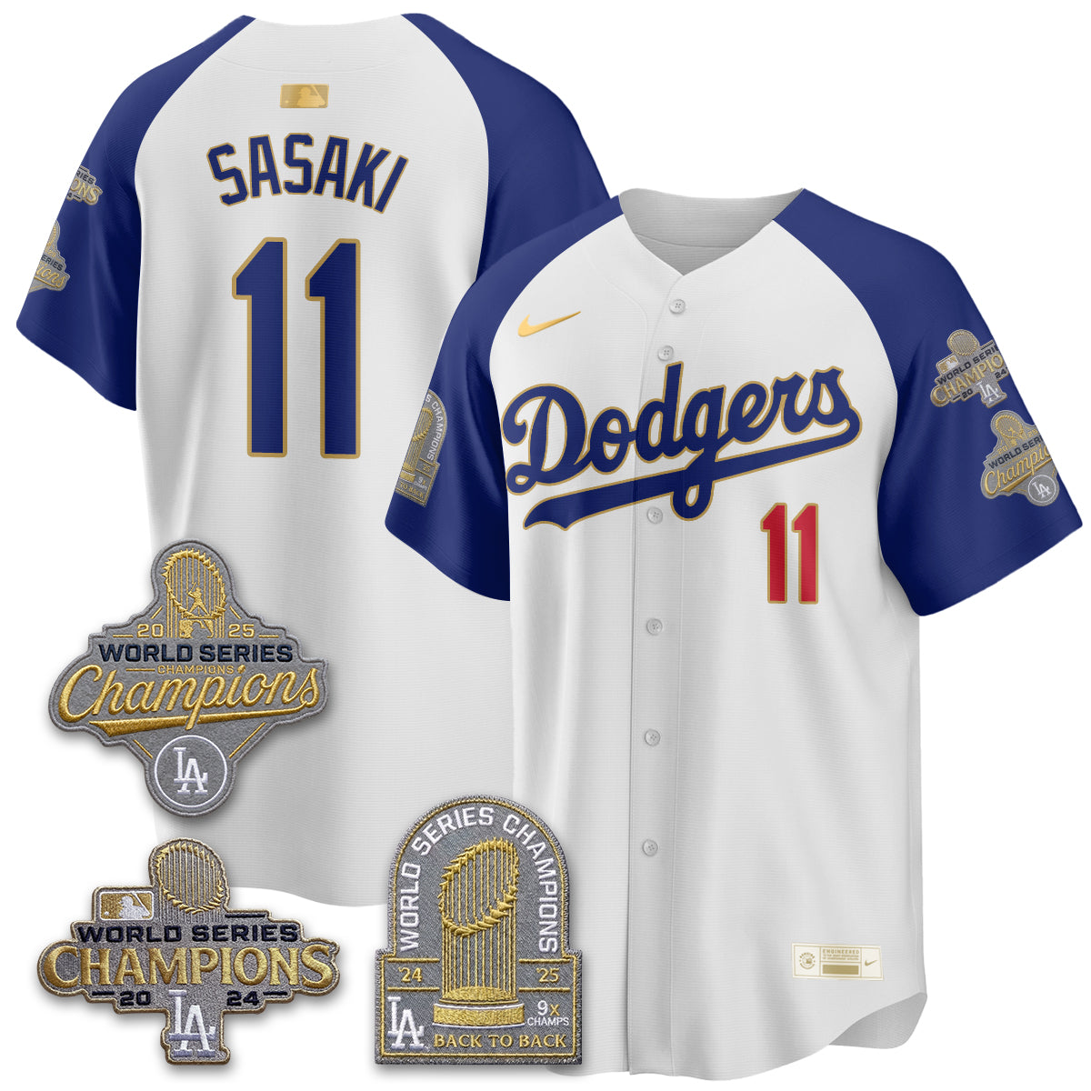 LAD Gold Collection Stadium Vapor Limited Jersey - Back to Back 9x Champs - All Stitched