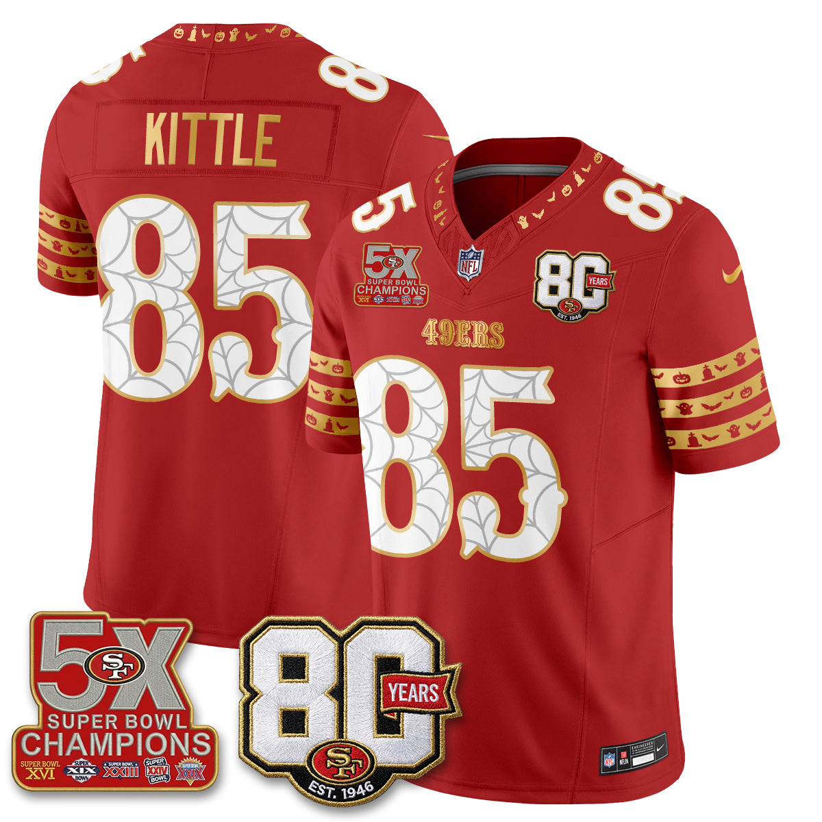 San Francisco 49ers Spooky Edition Vapor Jersey - Stitched