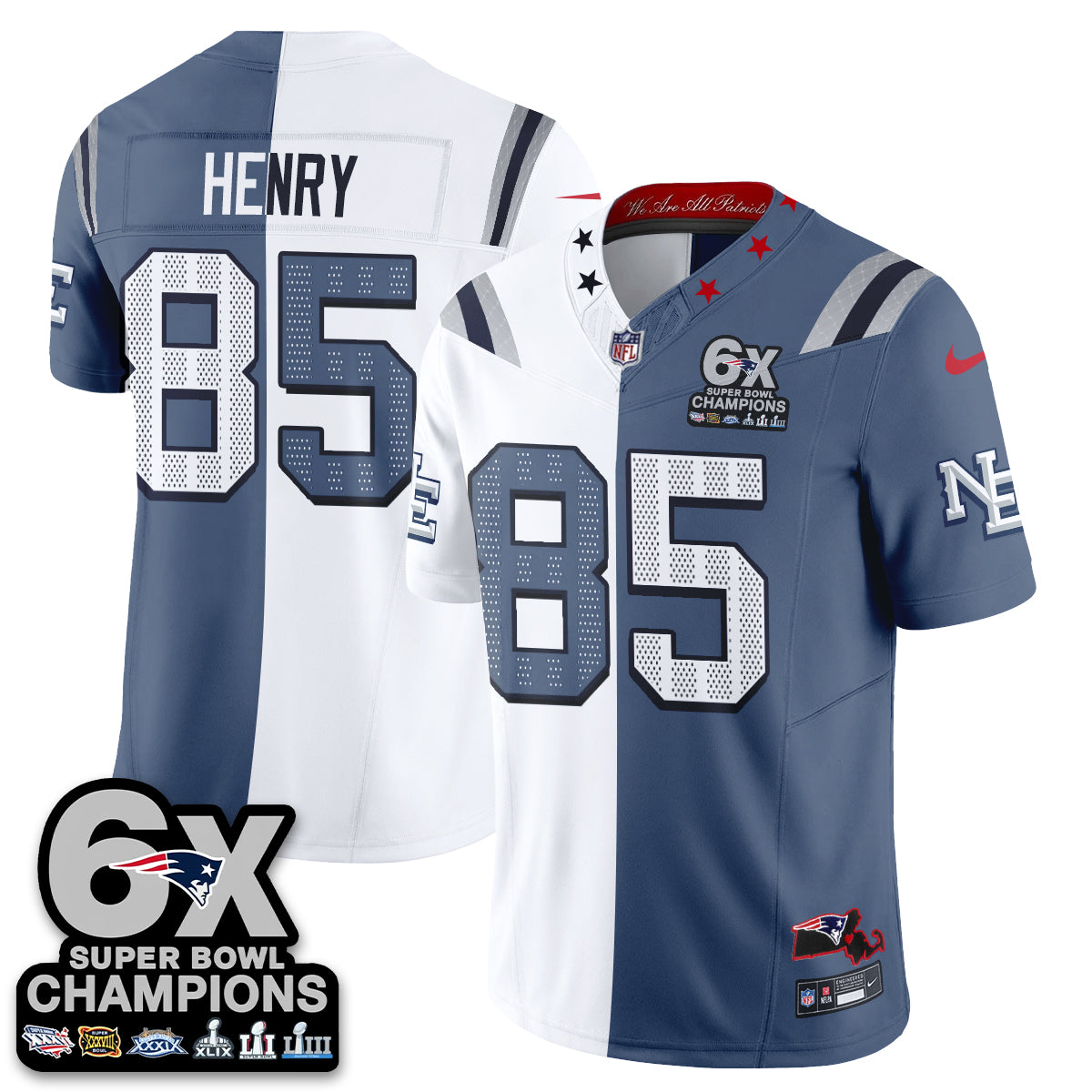NE Rivalries Split Edition Vapor Jersey - Stitched