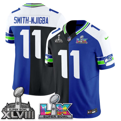 Seattle Seahawks Throwback 2 SB Patches Vapor Jersey - Stitched