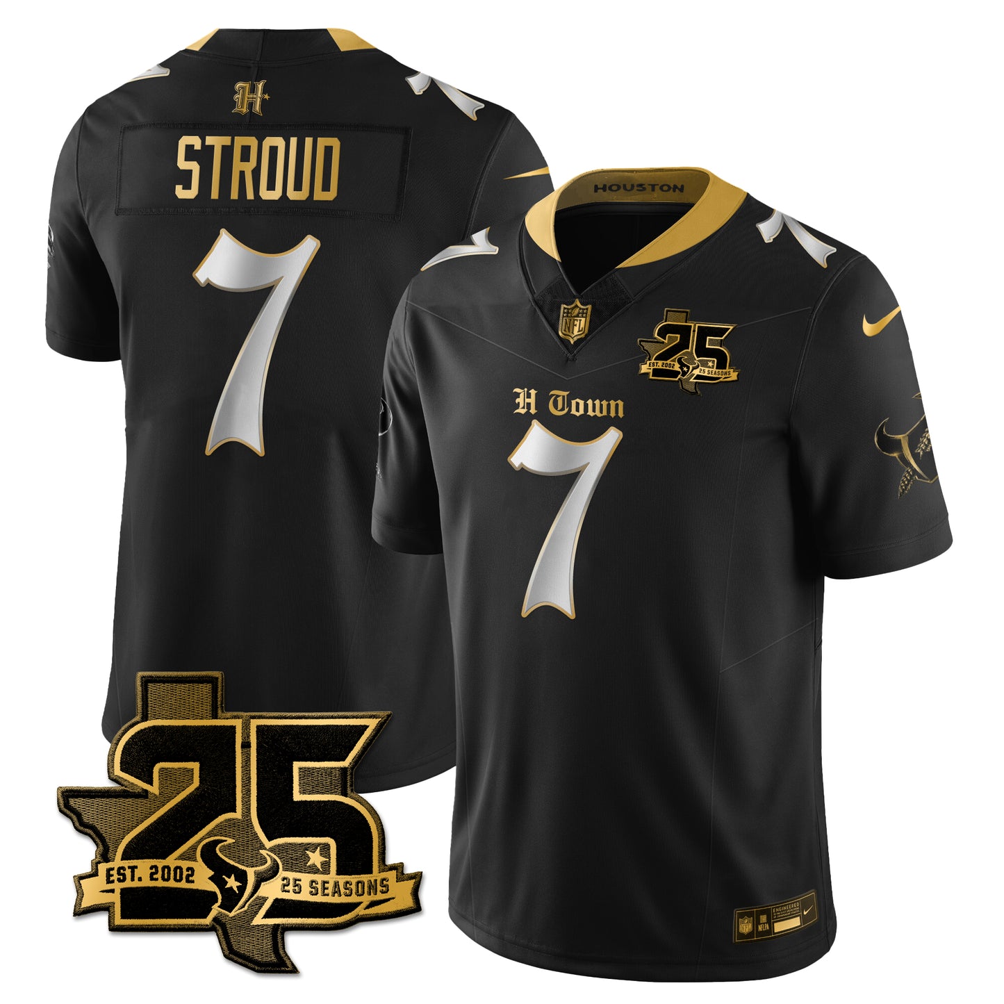 HOU 25th Seasons in 2026 Gothic Vapor Gold Edition Limited Jersey - All Stitched