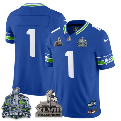 SEA S.Bowl Champions Patch Vapor Jersey - Stitched