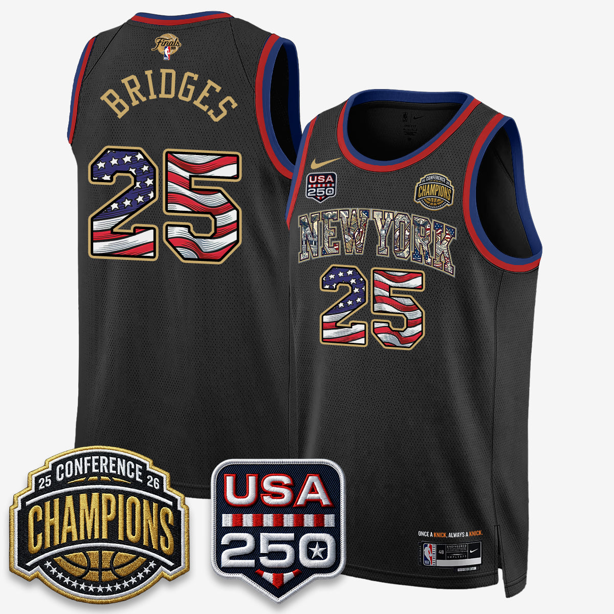 New York Knicks 2026 NBA Eastern Conference Champions x Fourth of July Vapor Jersey - Stitched
