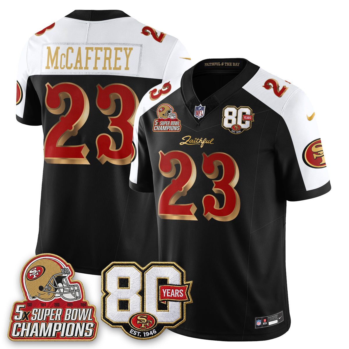 San Francisco 49ers 80 Years & 5X Champs Rivalries Vapor Jersey - Stitched