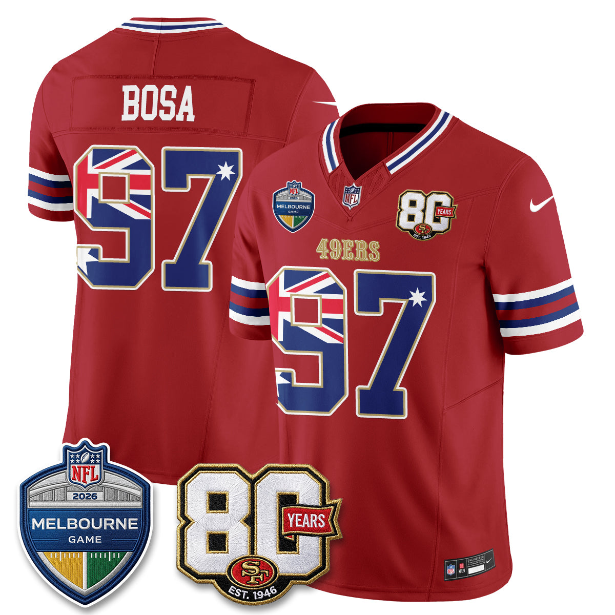 San Francisco 49ers Melbourne Game 2026 Vapor Jersey - Stitched