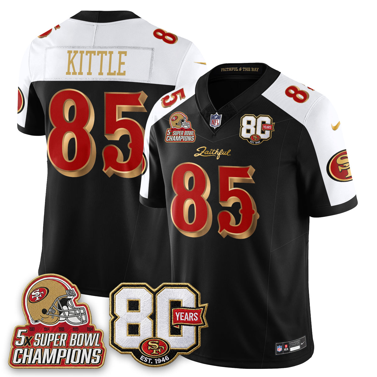 San Francisco 49ers 80 Years & 5X Champs Rivalries Vapor Jersey - Stitched