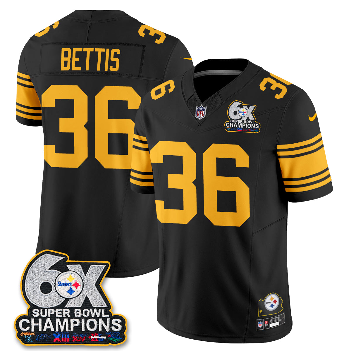 PIT 6X Champs Throwback V2 Vapor Jersey - Stitched