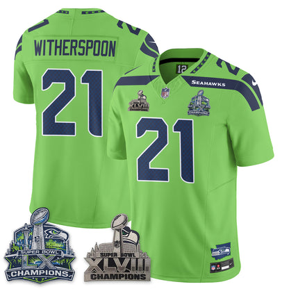 SEA S.Bowl Champions Patch Vapor Jersey - Stitched
