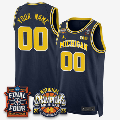 MICH Men's Basketball National Champions Big Text Limited Vapor Custom Jersey - All Stitched