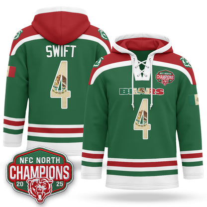 CHI 2026 Mexico NFC North Champions 2025 Patch Hockey Hoodie - Stitched