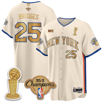 New York Knicks Champions Night Baseball Vapor Jersey - Stitched