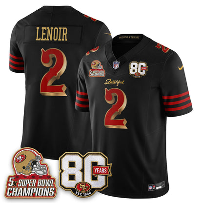 San Francisco 49ers 80 Years & 5X Champs Rivalries Vapor Jersey - Stitched