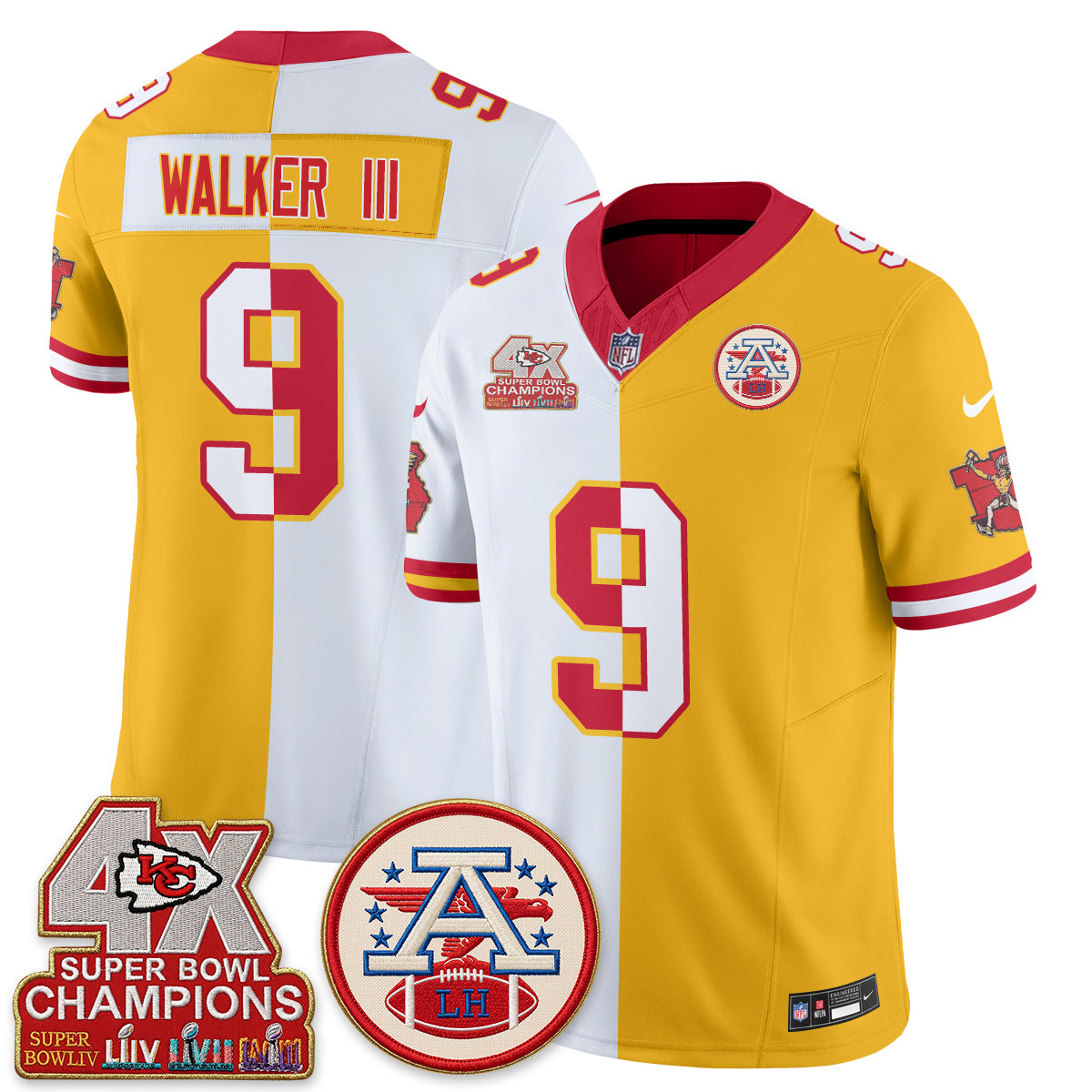 Kansas City Chiefs Throwback Split Vapor Jersey - Stitched