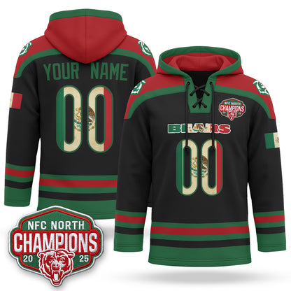 CHI 2026 Mexico NFC North Champions 2025 Patch Custom Hockey Hoodie - Stitched