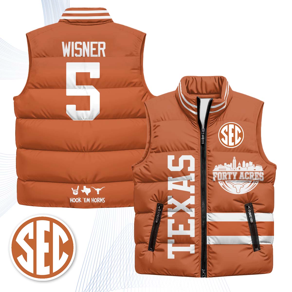 TEX "Forty Acres" Puffer Vest - Printed