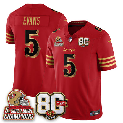 San Francisco 49ers 80 Years & 5X Champs Rivalries Vapor Jersey - Stitched